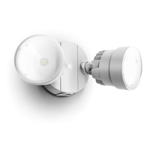 LUTEC Dual-Head Flood Light 2000 Lumen 18W Waterproof Dusk to Dawn Security Wall Light 1 Pack White Model P6221W-D2D