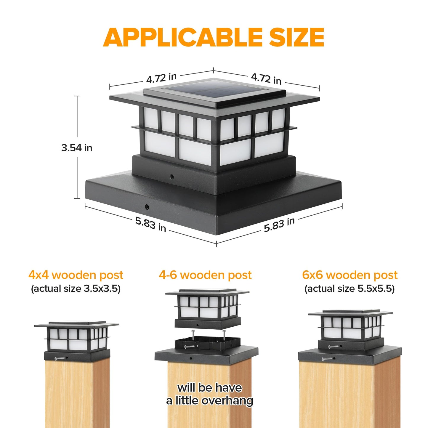 LUTEC Solar Post Cap Lights, IP65 Waterproof, Warm White LED, 2 Pack, Black, for 4x4 5x5 6x6 Posts