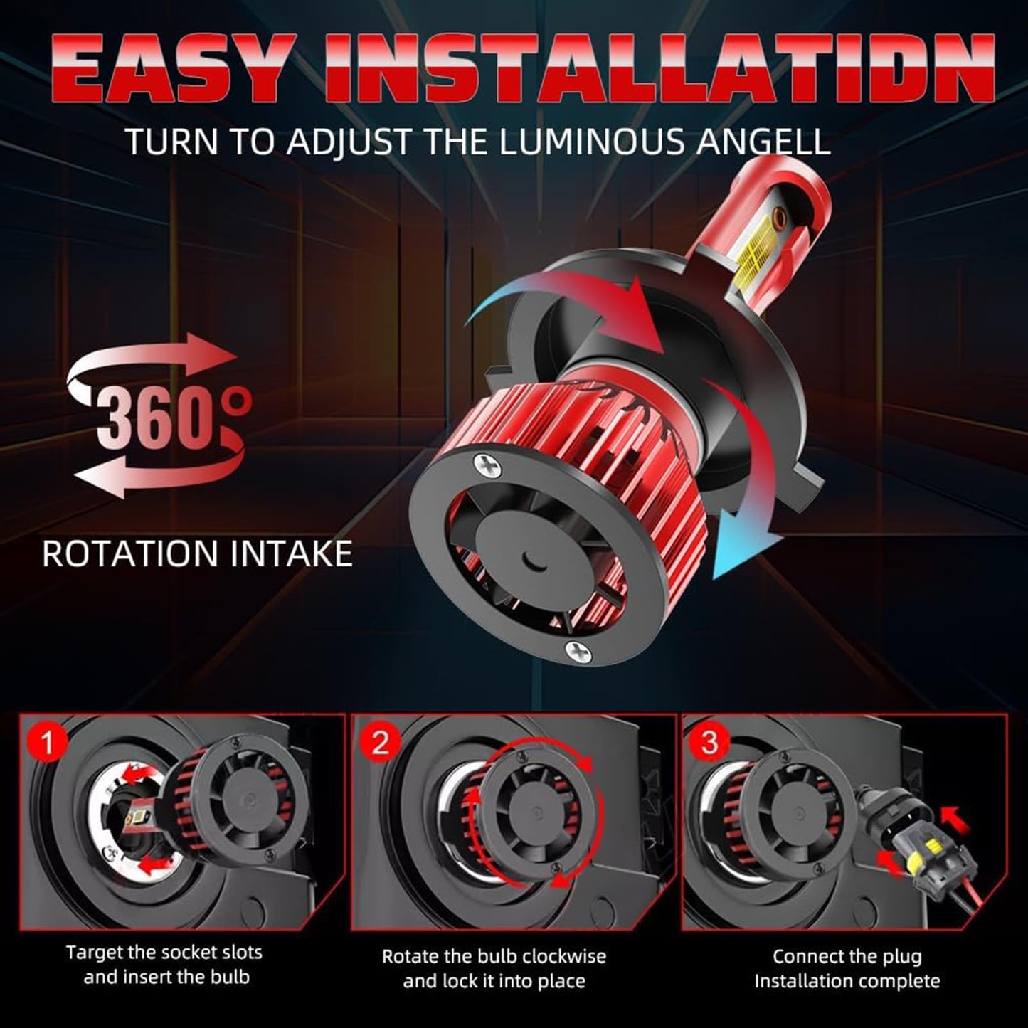 qobsos LED Bulbs 9003/H4 & H11 Fog Lights 20000LM 6000K White Standard Size Red V6H4011 Pack of 4 for Honda Ridg