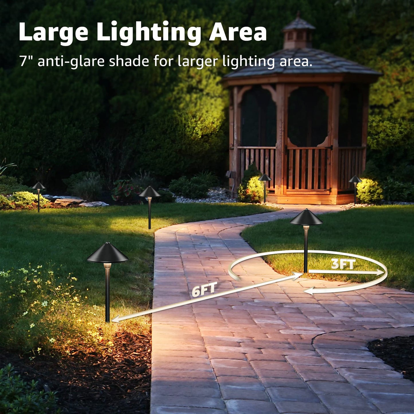 SUNVIE Low Voltage Landscape Lights 3W LED Aluminum Pathway Lights 12 Pack 3000K Waterproof Black Model LSBWB0312C
