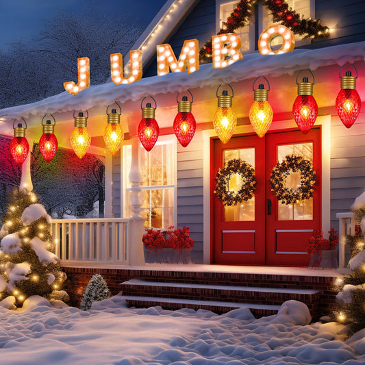 Minetom C9 Christmas Pathway Lights - 2 Pack 10.5 Feet, Multicolor Red & Warm White Outdoor Decorations