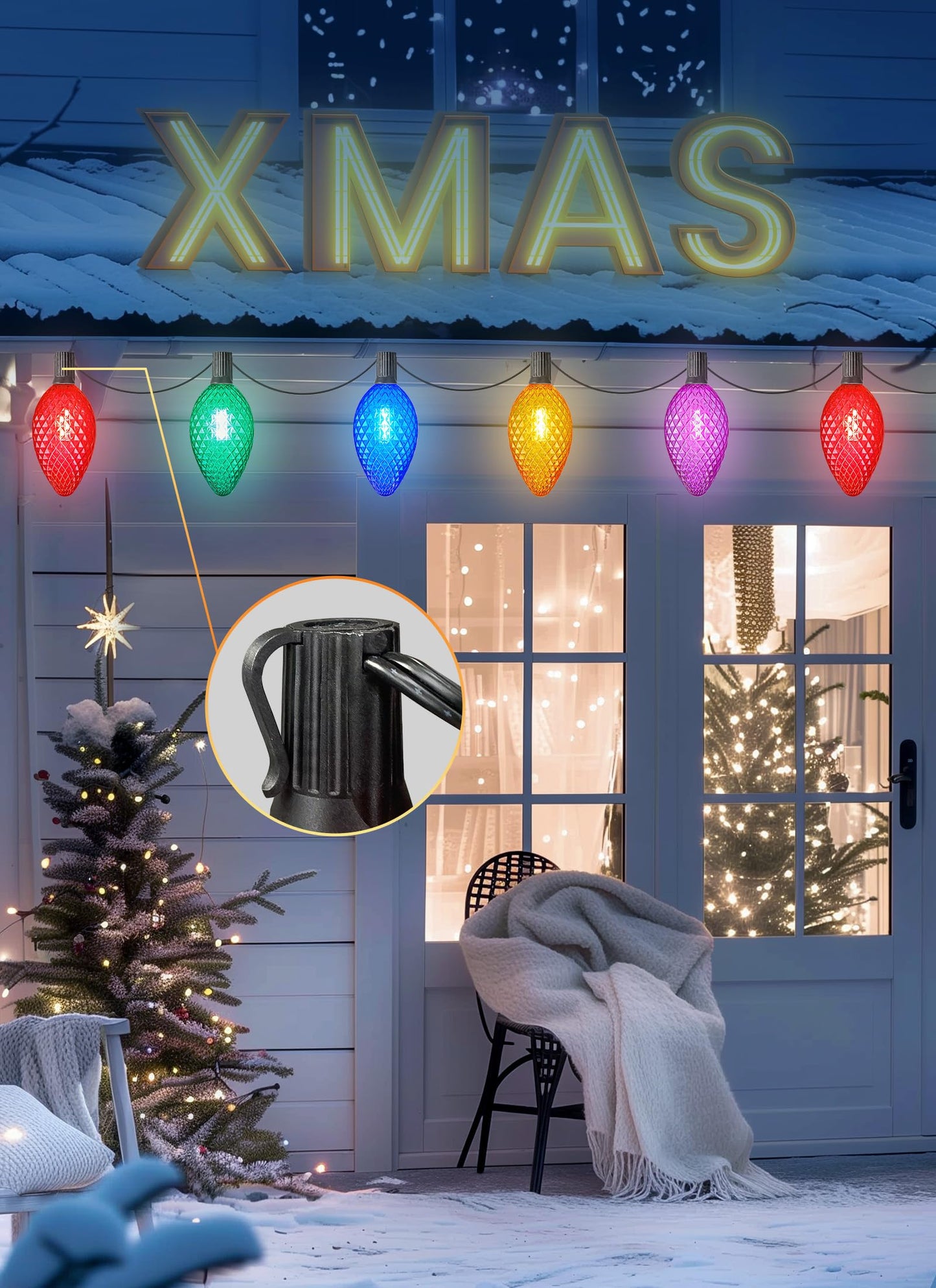 Minetom Solar Christmas Pathway Lights - 32FT 20 LED, 2 Pack, Multicolor Strawberry, Polycarbonate, 8 Modes with Timer