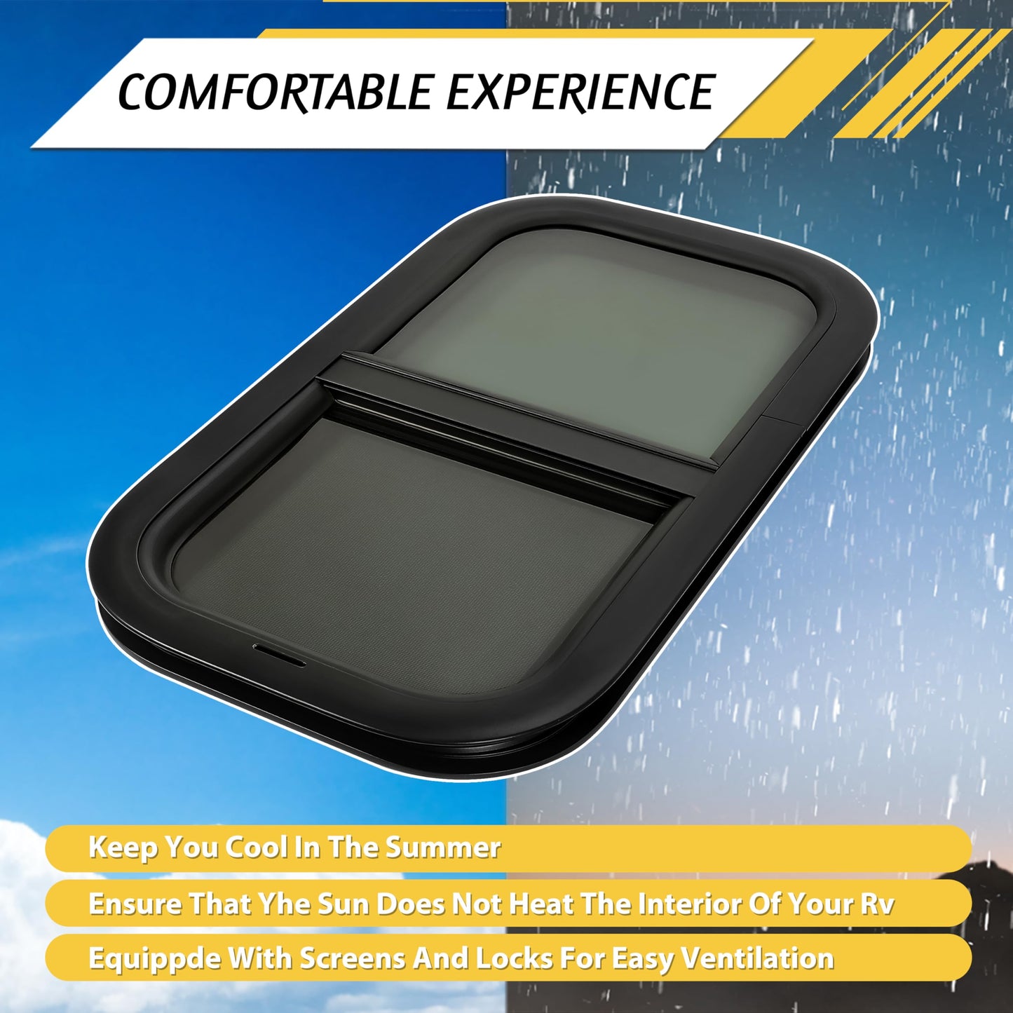 KUAFU RV Vertical Sliding Window 12in x 22in Tinted Glass Replacement - Model GO-2735