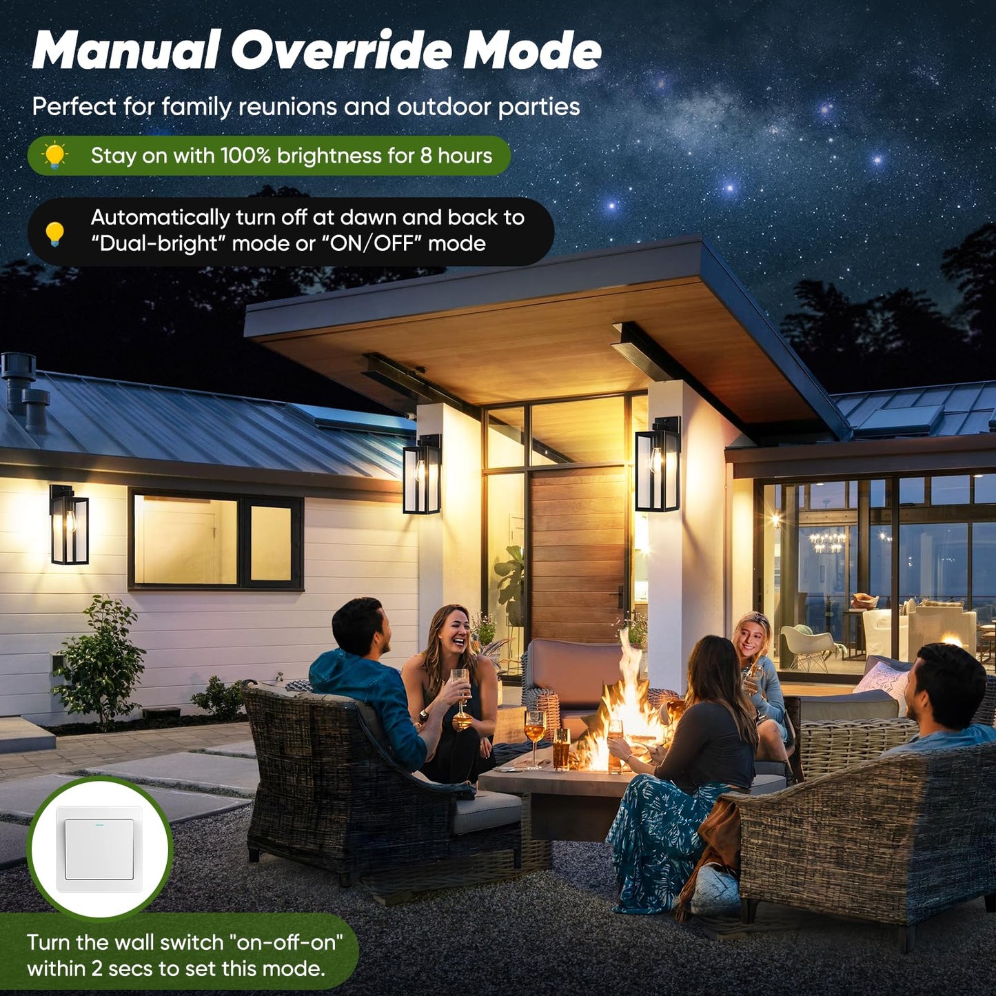 BesLowe Motion Sensor Outdoor Wall Lights, 15in, Bronze, Metal, 3 Lighting Modes, Model A925, 2-Pack